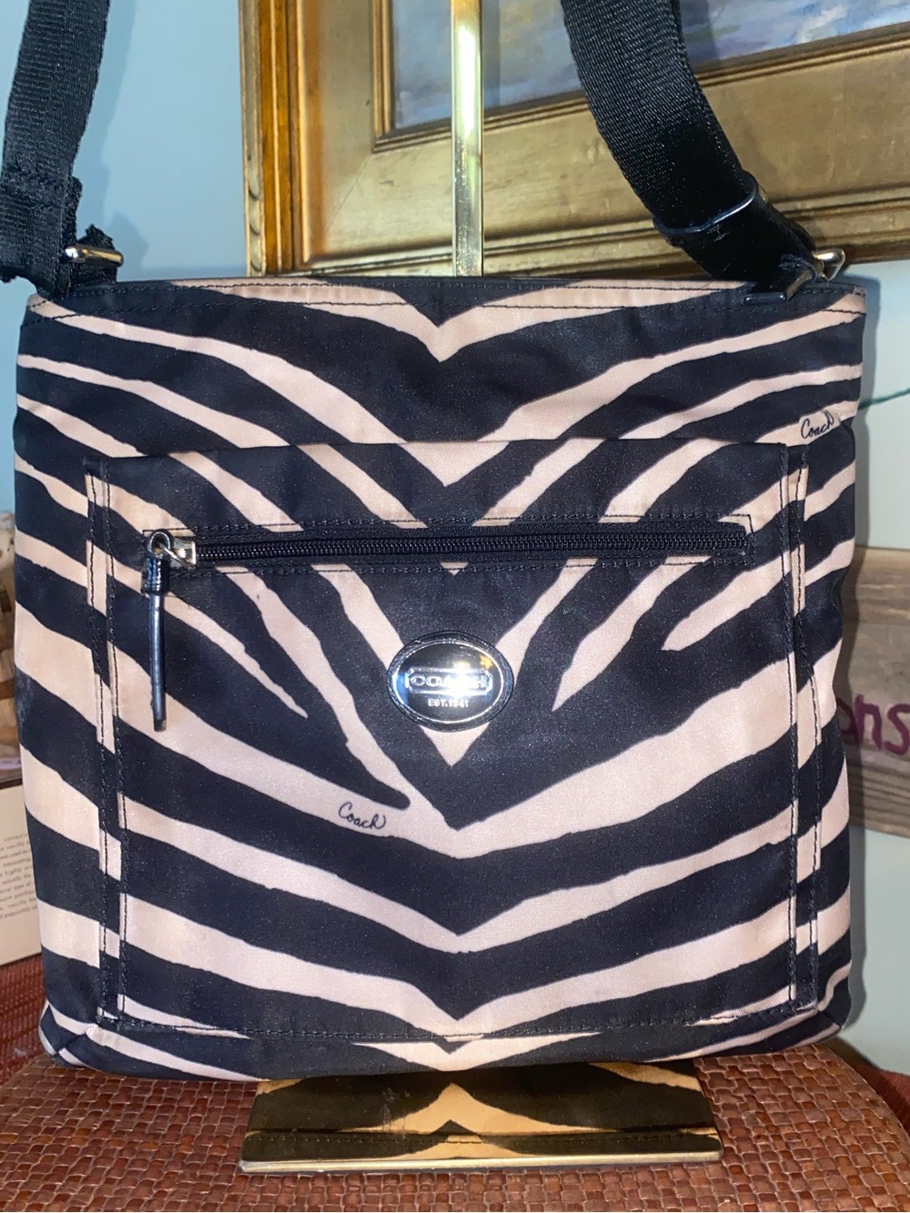 Coach Zebra Nylon Shoulder Crossbody Bag
